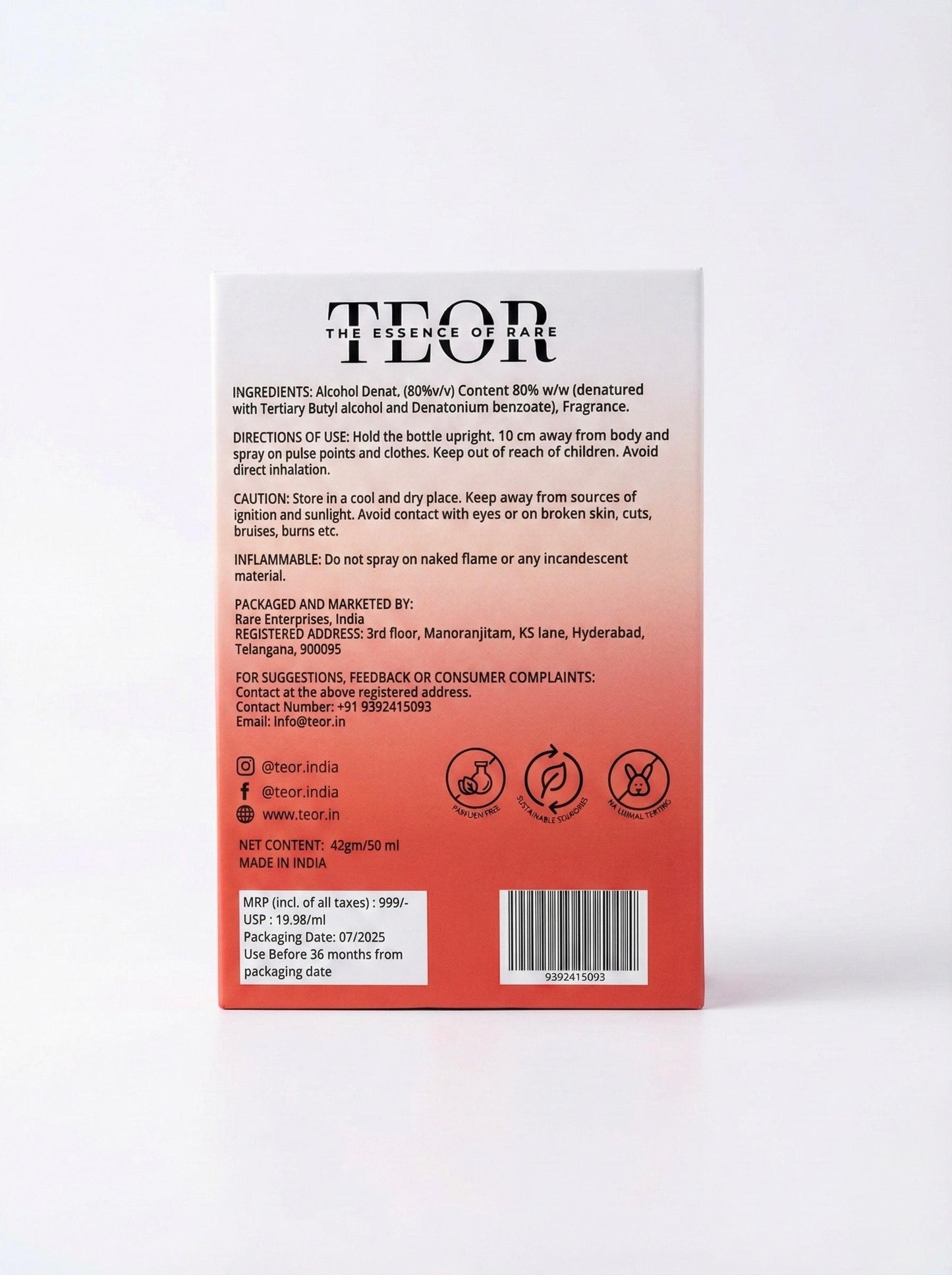 TEOR - Crimson | Eau De Parfum 50ml | Passionfruit, Grapefruit, Pineapple, Tangerine, Strawberry|
