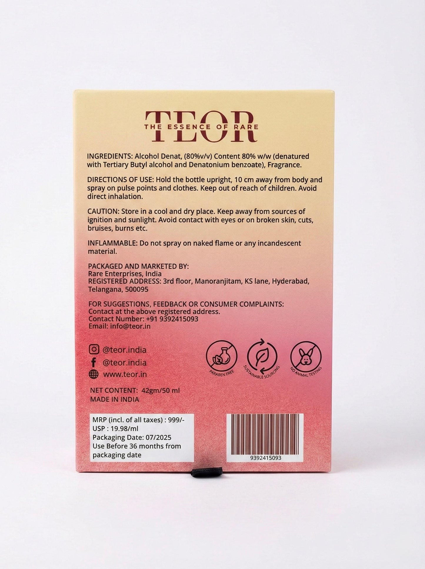 TEOR - Myst | Eau De Parfum 50ml | Gardenia, Peony, Jasmine, Frangipani, Magnolia, Pear Blossom|