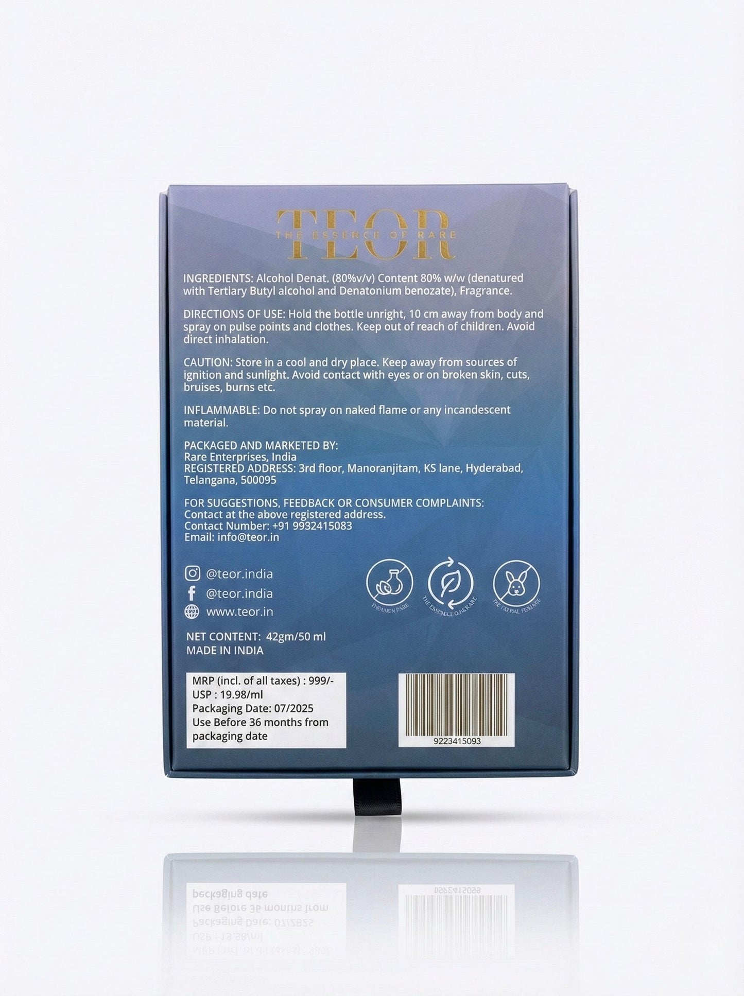 TEOR - Mirage | Eau De Parfum | Mint, Green Notes, Lavender, Coriander, Rosemary|