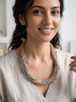 Jute Necklace (Blue Beads)