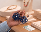 Jute Flower Earrings (Blue)