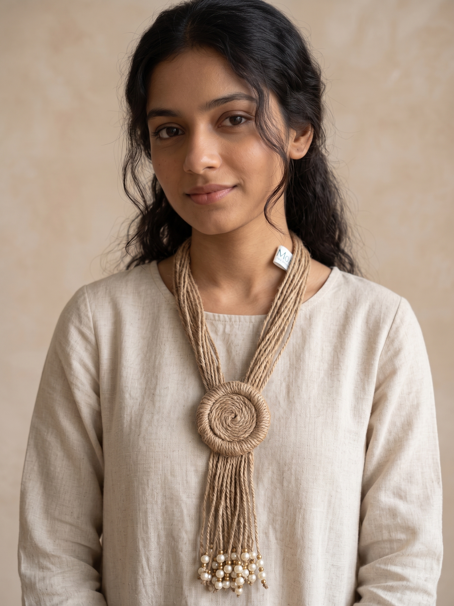 Jute Necklace (Pearl Tassels)