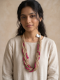 Jute Necklace (Magenta Beads)