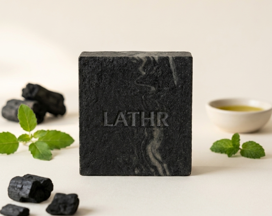 LATHR - Charcoal Obsidian Luxury Soap I Charcoal, Tulsi, Peppermint, Olive Oil I